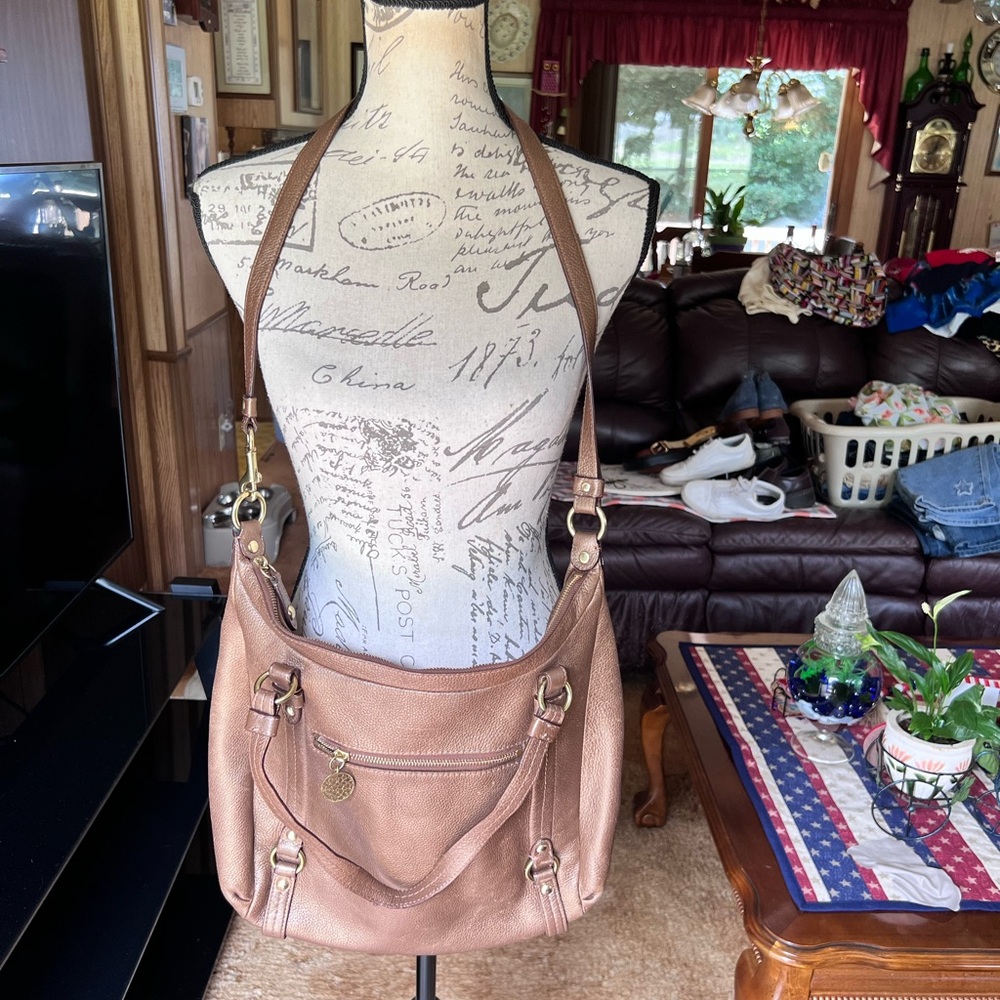 Coach Alexandra F17566 Bronze Pebbled Leather Large Tote Shoulder Bag Brass. - Picture 3 of 17